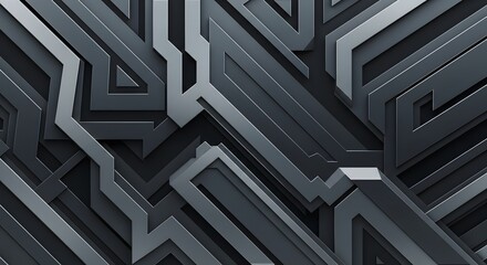 Abstract dark geometric pattern with metallic sheen and shadow