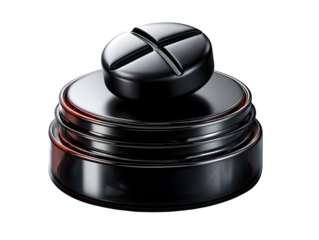 Black charcoal detox tablet isolated on transparent background