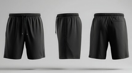 black training shorts mockup in template, athletic apparel branding and gym wear 
