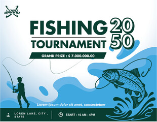 fishing competition template editable vector