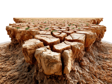 Dry Earth: An arid landscape, depicting cracked earth under a harsh sun, a visual metaphor for environmental concerns and climate change effects.