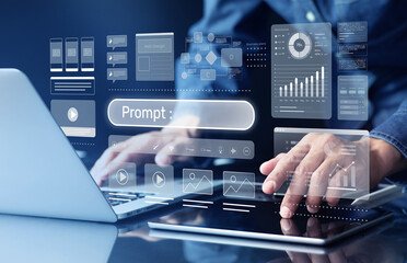 Prompt generator with generative ai platform.Assistive technology.Creativity and business ideas