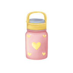 Adorable Pink Water Bottle with Yellow Hearts, Perfect for Kids or Teens, Stylish and Functional Hydration Companion