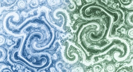 Abstract marbled pattern with blue and green swirls