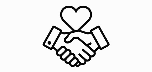 Obraz premium Partnership Heart Handshake Icon