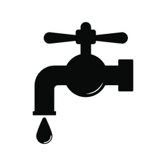 faucet tap water icon vector design concept silhouette style