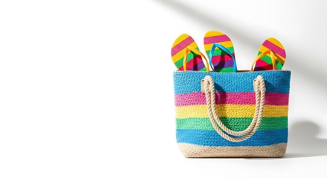 Beach Bag with Flip Flops Ready for Summer Fun