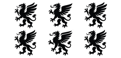 Four Griffin Silhouettes Pattern Design