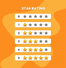 star rating vector infographic template on orange background