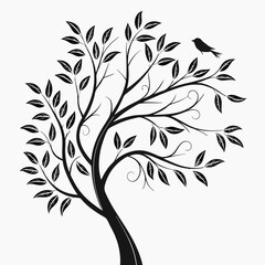 Obraz premium Sleek thin line tree icon, very fine details, a modern minimalist design.
