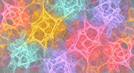 Obraz premium Fractal abstract art with interconnected glowing neon lines