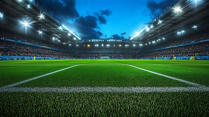 Stadium lights illuminate the cheering crowd