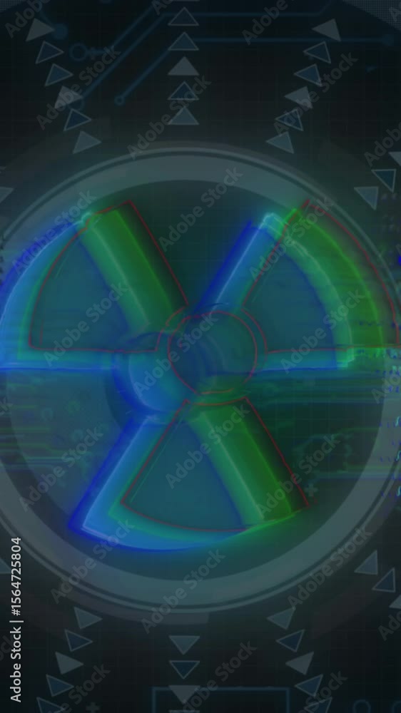 Poster animation of data processing with scope scanning on black background