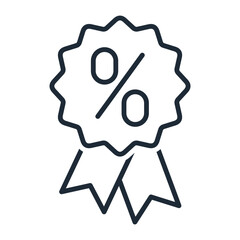 Guaranteed interest  label.Financial Advantage Badge. Service, purchase discount. Vector linear icon illustration isolated on white background.