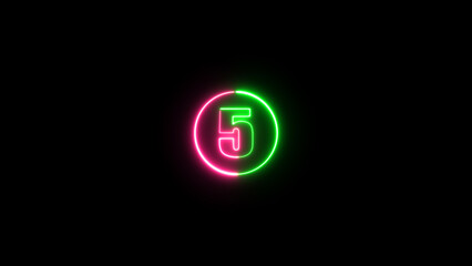 Neon number icon on the black background. Glowing mathematics number. neon number icon.