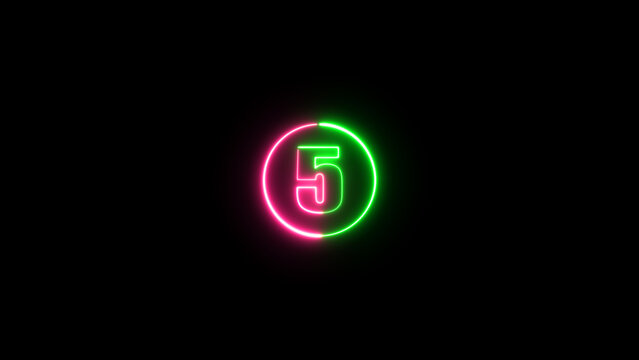 Neon number icon on the black background. Glowing mathematics number. neon number icon.