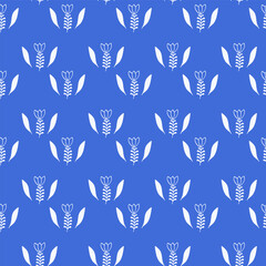 Arabic Coffee Print for Cup. White Plant with flower in blue background, vector