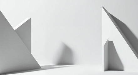 Abstract White Geometric Shapes and Shadows
