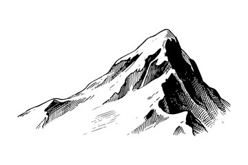 Mountains peaks vector engraving style illustration