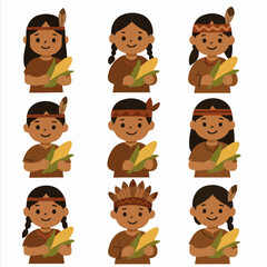 Native American children holding corn, cultural heritage