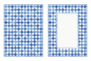 Whimsy watercolor frames, set of isolated blue prints for your design cards, posters, photo or backgrounds with texture watercolor paper. Hand drawn template.