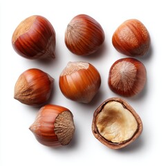 Fresh, healthy hazelnuts, a perfect snack. Hazelnuts arranged on display