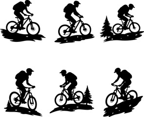 Obraz premium American mountain biker, cycling, bike, silhouette, outdoor, sport, adventure, bundle