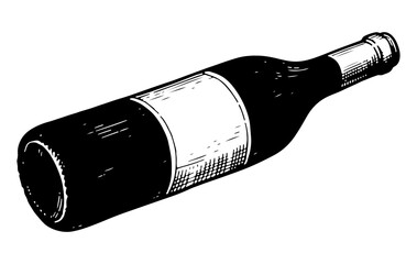 Wine bottle vector engraving style illustration