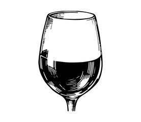 Wine vector engraving style illustration