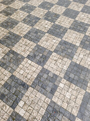 Intricate stone tiled floor with geometric patterns