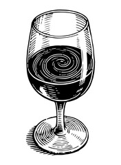 Wine vector engraving style illustration