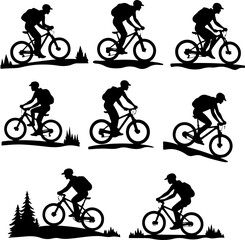 American mountain biker, cycling, bike, silhouette, outdoor, sport, adventure, bundle