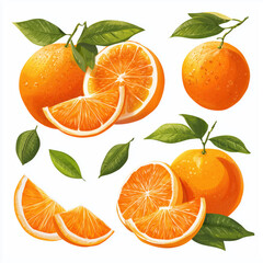 Vibrant Orange Fruit Collection , PNG isolated cut out image
