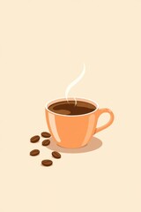 Obraz premium copy space for text background with coffee vector 2d flat style