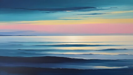 Obraz premium A panoramic, abstract seascape at dusk