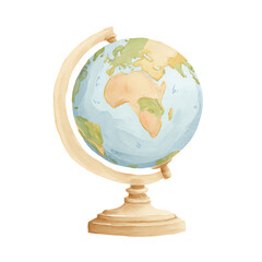 A charming watercolor globe, a delightful depiction of our world. Its soft hues and delicate details evoke a sense of wonder and exploration.
