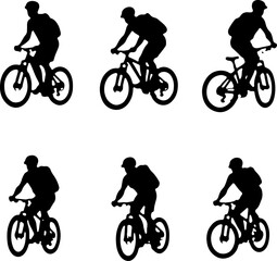 Fototapeta premium American mountain biker, cycling, bike, silhouette, outdoor, sport, adventure, bundle