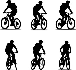 Fototapeta premium American mountain biker, cycling, bike, silhouette, outdoor, sport, adventure, bundle
