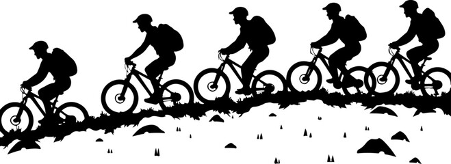 Obraz premium American mountain biker, cycling, bike, silhouette, outdoor, sport, adventure, bundle