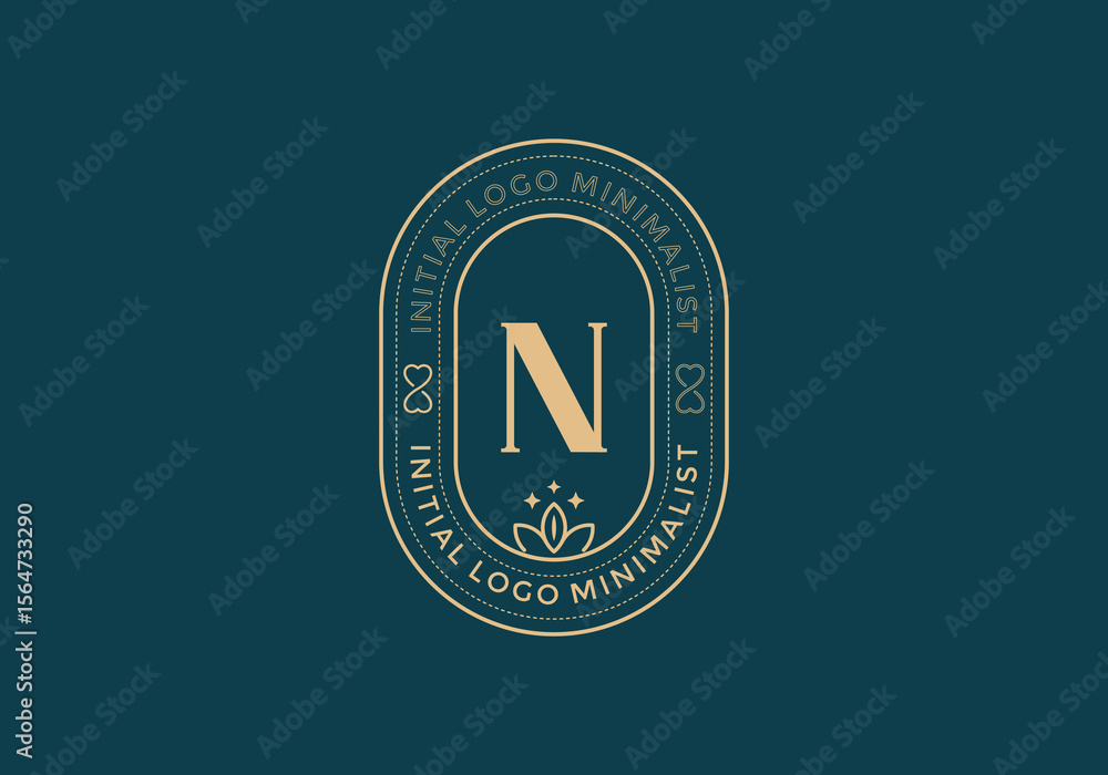 Fototapete elegant initial n minimal logos in retro style