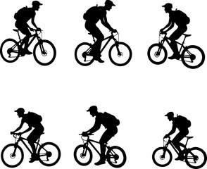 Fototapeta premium American mountain biker, cycling, bike, silhouette, outdoor, sport, adventure, bundle