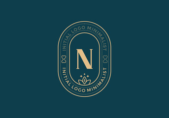 Elegant Initial N minimal logos in retro style