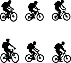 Obraz premium American mountain biker, cycling, bike, silhouette, outdoor, sport, adventure, bundle