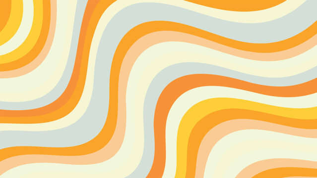 Abstract wavy lines background with orange, yellow, and cream colors creating a retro aesthetic vibe