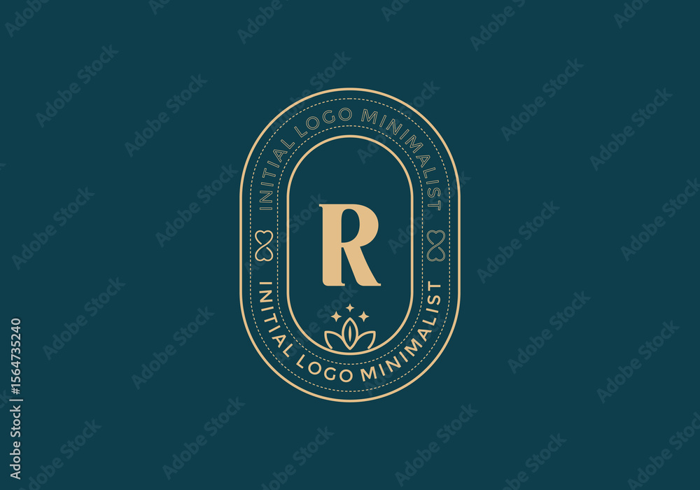 Fototapete elegant initial r minimal logos in retro style
