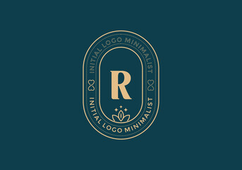 Elegant Initial R minimal logos in retro style