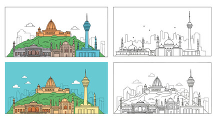 Fototapeta premium Kuala Lumpur Scenery Colorful Illustration Art Collection