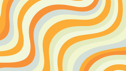 Abstract background with wavy lines in shades of orange cream and light blue creating a retro vibe