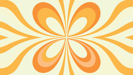 Fototapeta premium Abstract orange and cream retro flower pattern with swirling lines and symmetrical design elements art