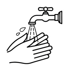 Hand Washing with Water Outline Icon